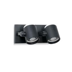 SPOT PANTALLA TUBO 2 LUCES GU10 NEGRO PVC