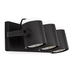SPOT PANTALLA TUBO 3 LUCES GU10 NEGRO PVC