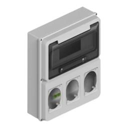 CAJA IP65 12 MODULOS + 2 MODULOS PARA 3 TOMAS ENCAPSULADAS GRIS