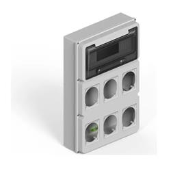 CAJA IP65 12 MODULOS + 2 MODULOS PARA 6 TOMAS ENCAPSULADAS GRIS