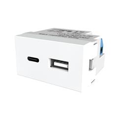 MODULO TOMA USB-C Y USB CARGA 3A BLANCO - VERONA