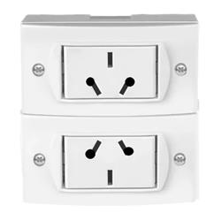 TOMA DOBLE 10A BIPOLAR BLANCO  EXTERIOR EXTRACHATA