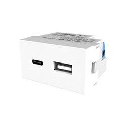 MODULO TOMA USB + USB C CARGA 3A -  PLATINUM