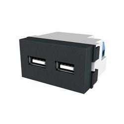 MODULO USB DOBLE CARGA 3A NEGRO - PLATINUM