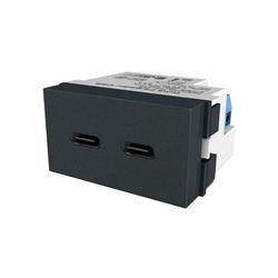 MODULO DOBLE USB C CARGA 3A NEGRO - PLATINUM