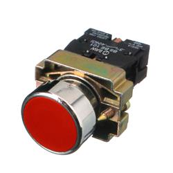 Pulsador para panel ARO METALICO Botón rasante. rojo 1Nc.