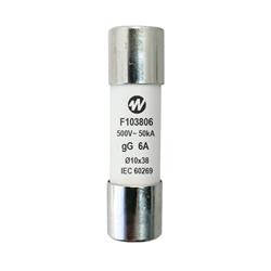 FUSIBLE CILINDRICO DE A.C.R. Ø 10X38MM. 6A. 400V. GL