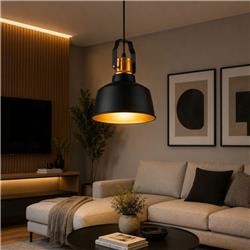 COLGANTE ORBE CHAPA 220*290MM NEGRO ORO E27 - RED+