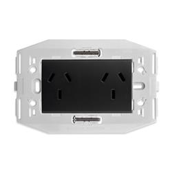MODULO TOMA DOBLE VERTICAL CON BASTIDOR NEGRO - KALOP