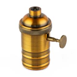 PORTALAMPARA ALUMINIO E27 VINTAGE CON PERILLA BRONCE BRILLANTE - MACROLED