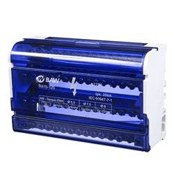 Repartidor modular 4 Polos con cubierta aislante. 15 tomas. 125A 500V