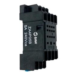 Zócalo para relé auxiliar 4CO, serie RA4P05. Montaje DIN o panel.